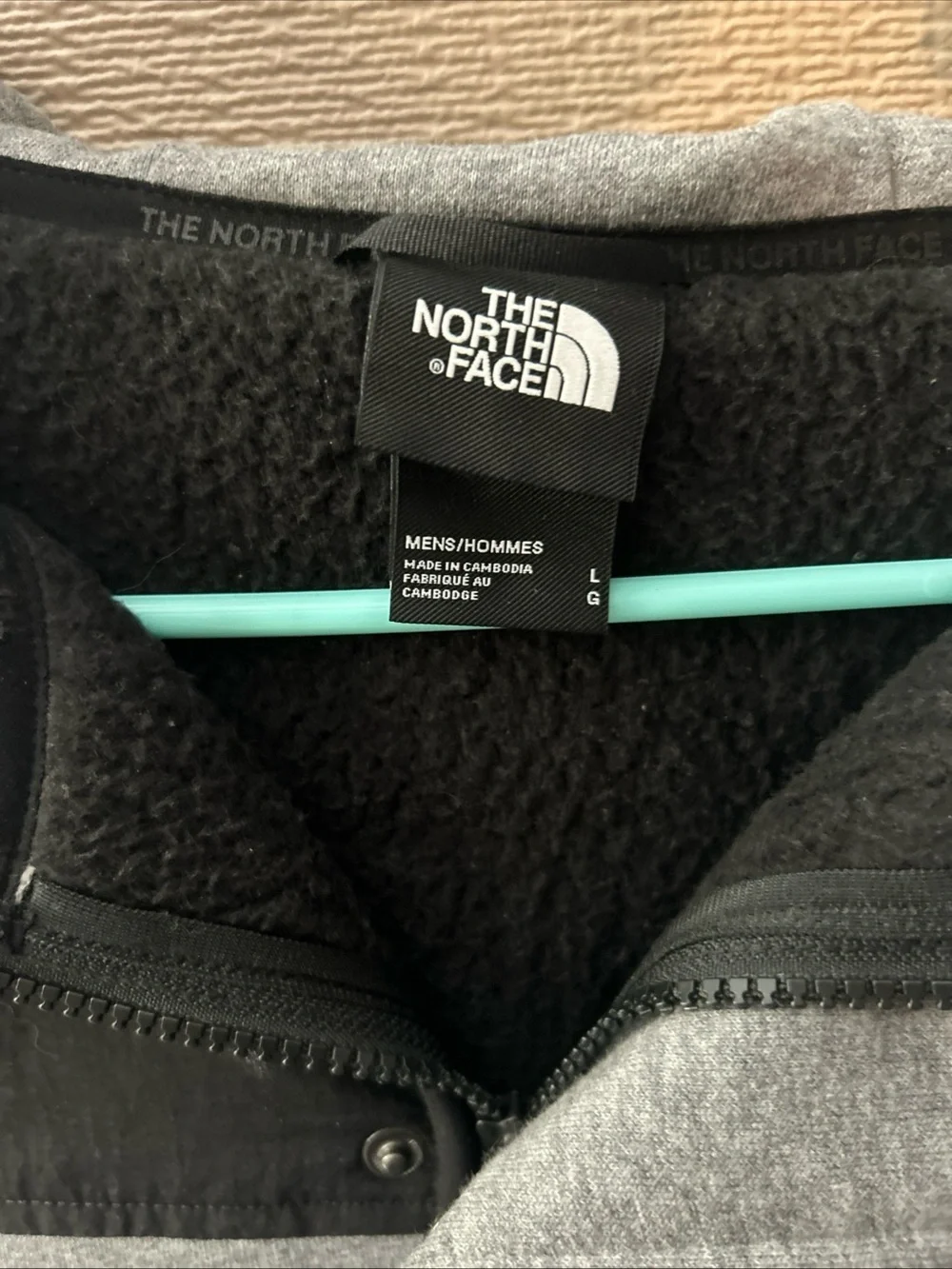 The North Face Men’s Gray and Black Hooded Fleece Jacket